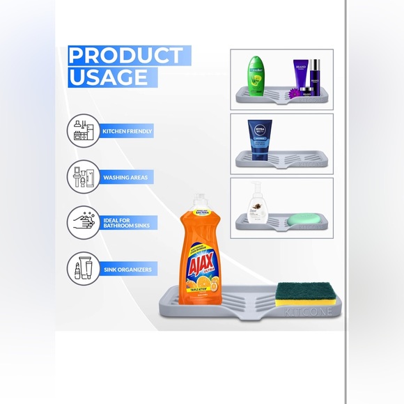 New! Unused! Silicone Sponge Holder for Kitchen Sink, 45 Degree Groove Drains Si - Picture 5 of 7